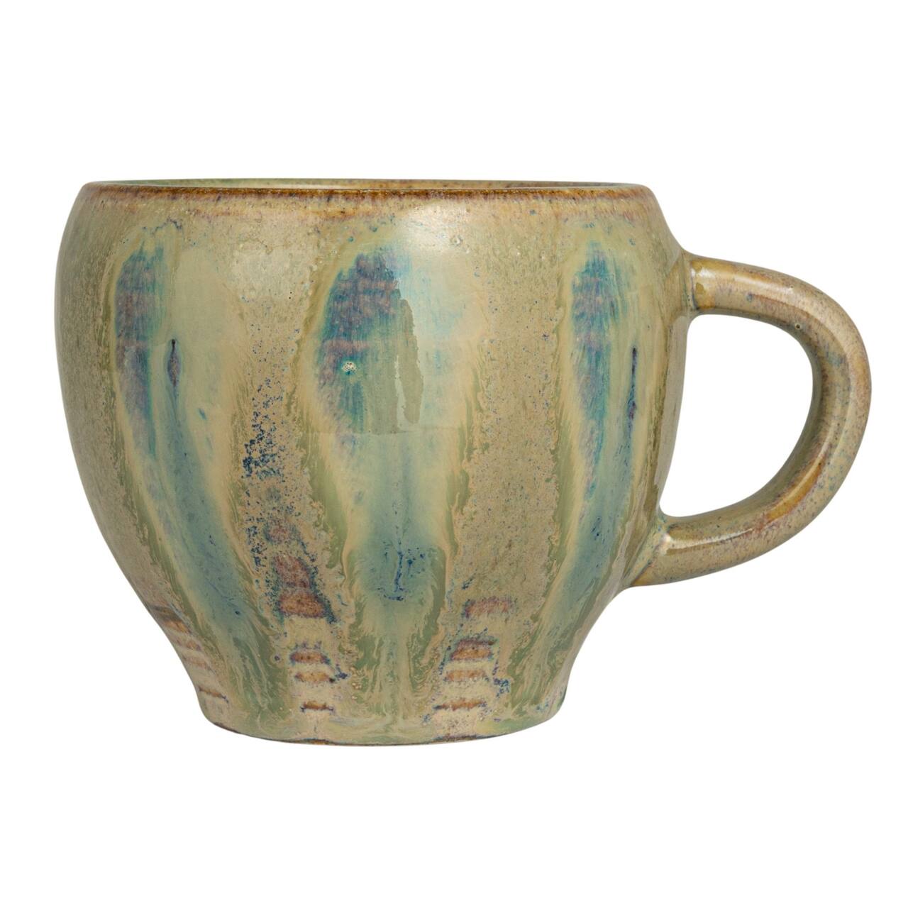 12 oz. Green & Blue Hand-Painted Stoneware Mug, 3 Styles