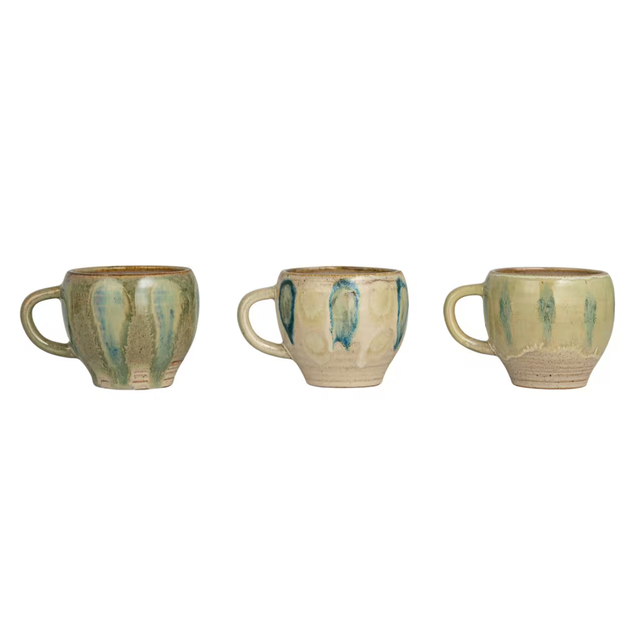 12 oz. Green & Blue Hand-Painted Stoneware Mug, 3 Styles