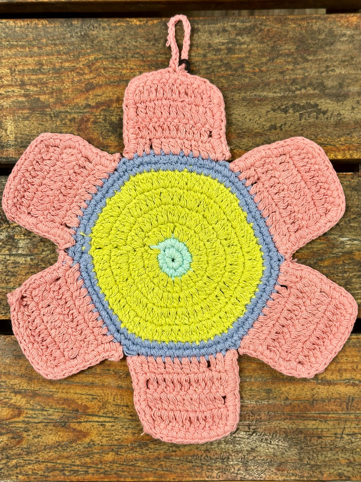 Cotton Crocheted Flower Shaped Pot Holder, 4 Styles