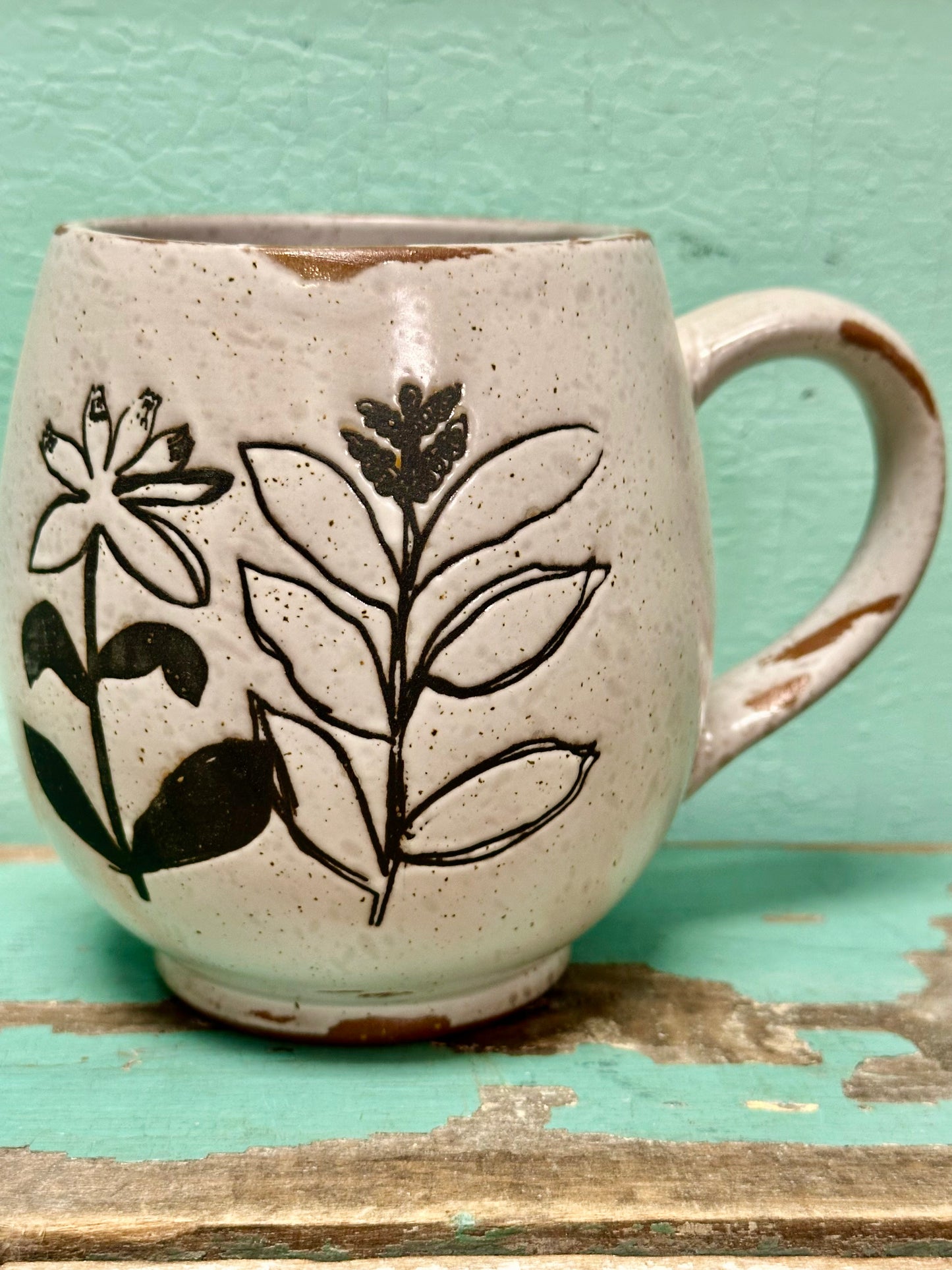 15 oz. Debossed Floral Stoneware Mug , 4 Styles