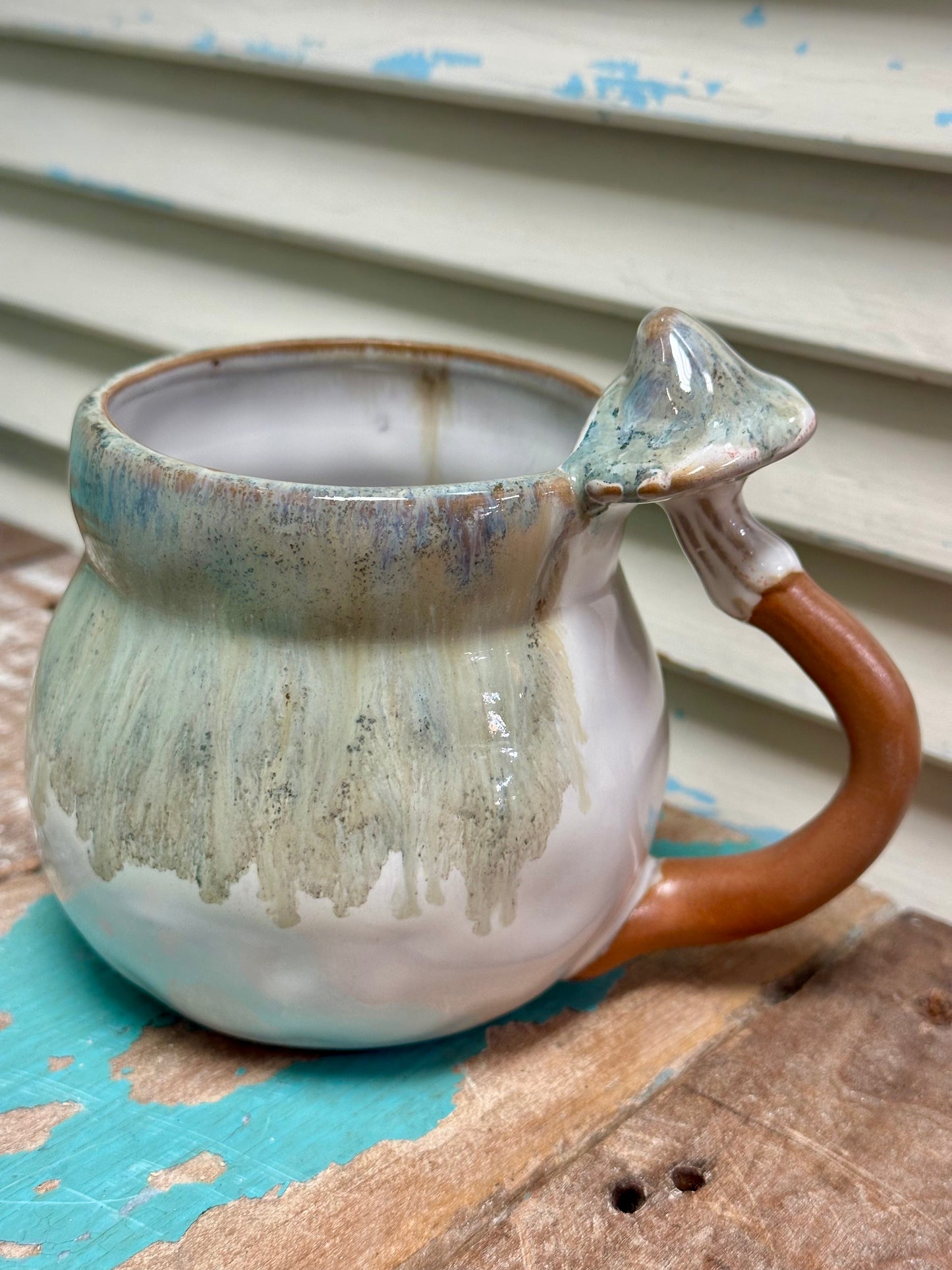14 oz. Stoneware Mug w/ Mushroom Handle, 4 Styles