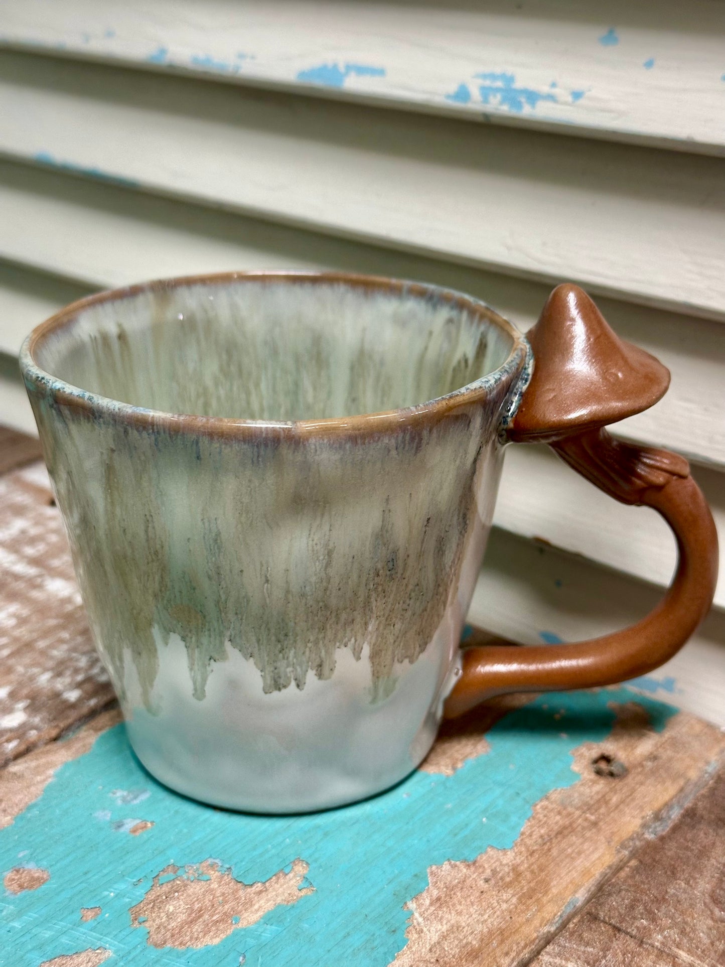 14 oz. Stoneware Mug w/ Mushroom Handle, 4 Styles