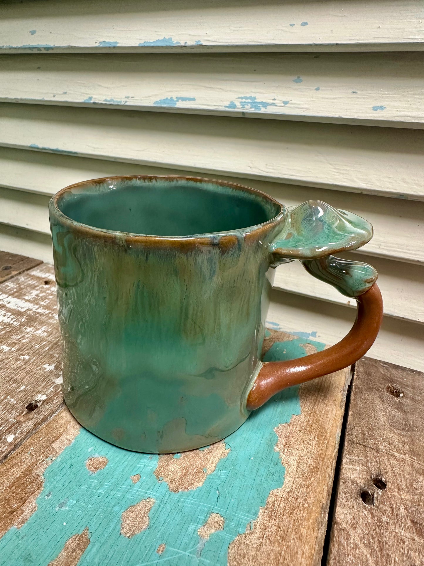 14 oz. Stoneware Mug w/ Mushroom Handle, 4 Styles