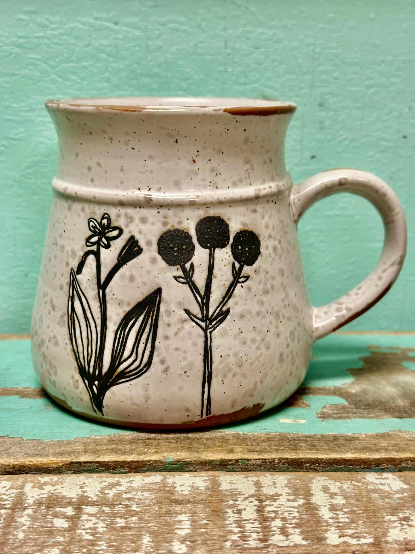 15 oz. Debossed Floral Stoneware Mug , 4 Styles