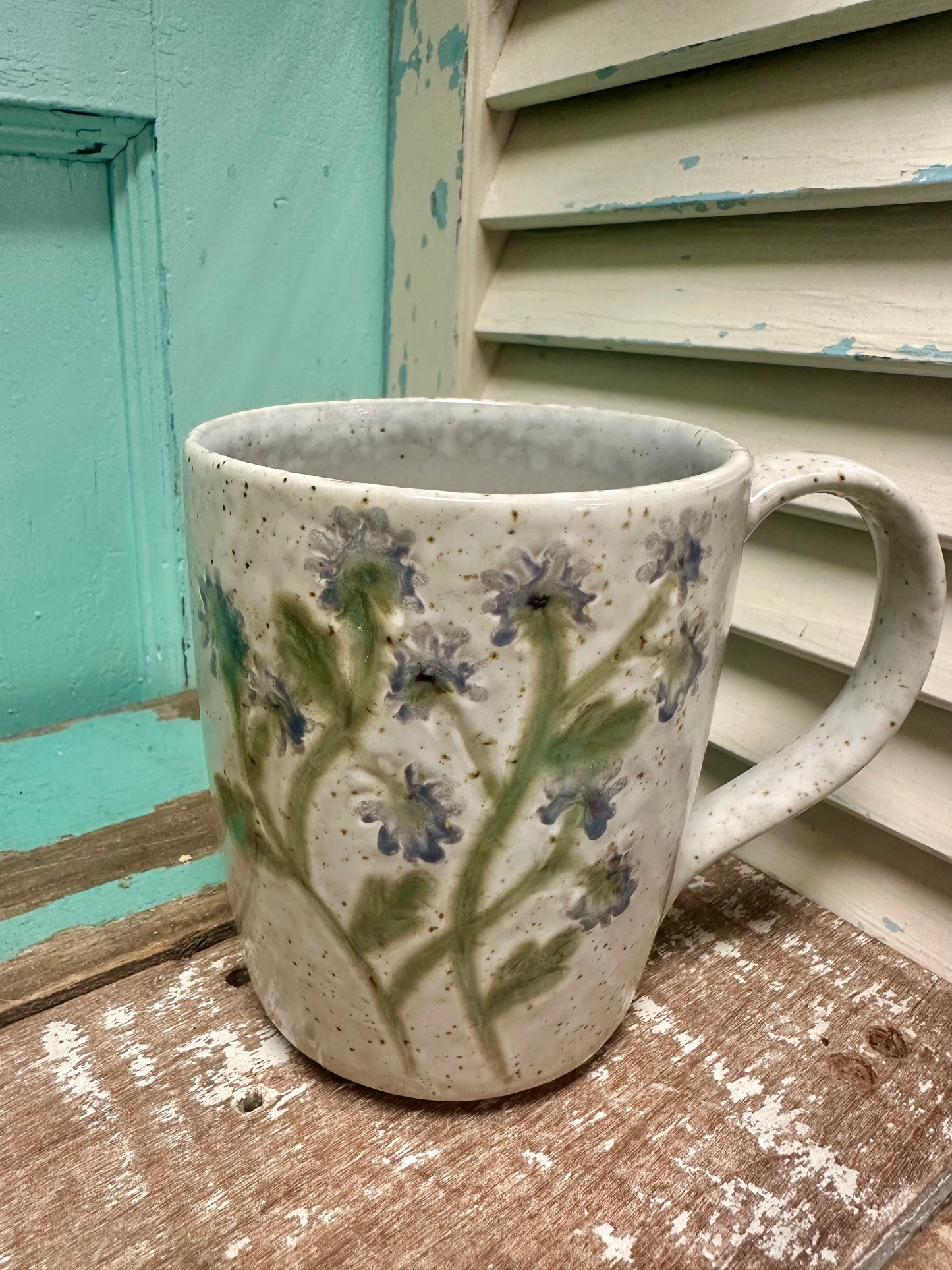 12 oz. Hand-Painted Stoneware Mug w/ Botanicals, 4 Styles