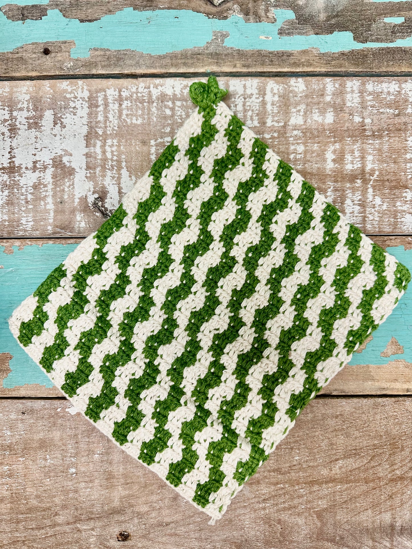 Cotton Crocheted Pot Holder with Check Pattern, 4 Styles