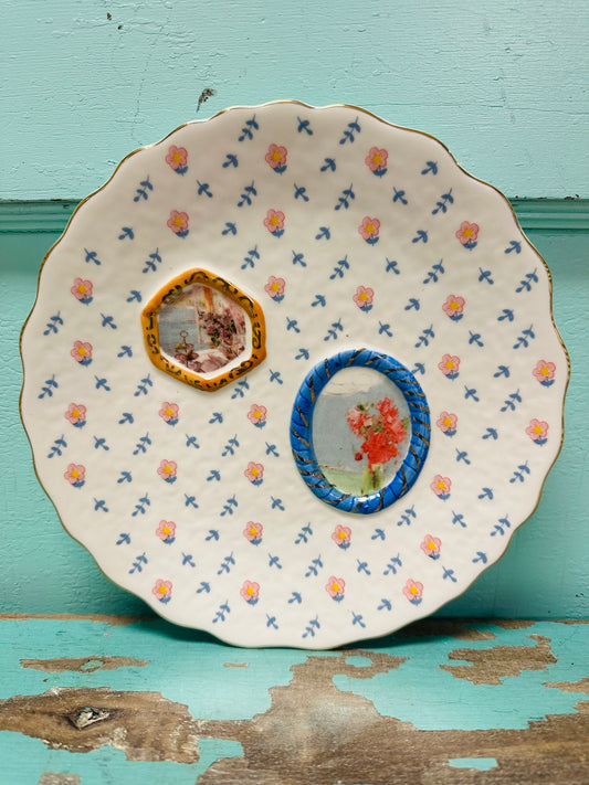 Embossed Hand-Painted Stoneware Plate, 4 Styles