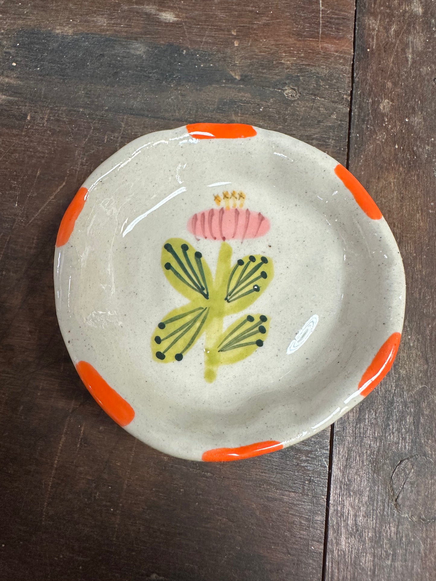 Hand-Painted Stoneware Dish