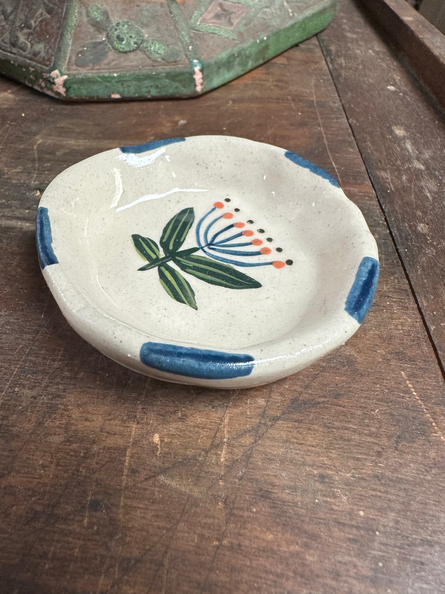 Hand-Painted Stoneware Dish