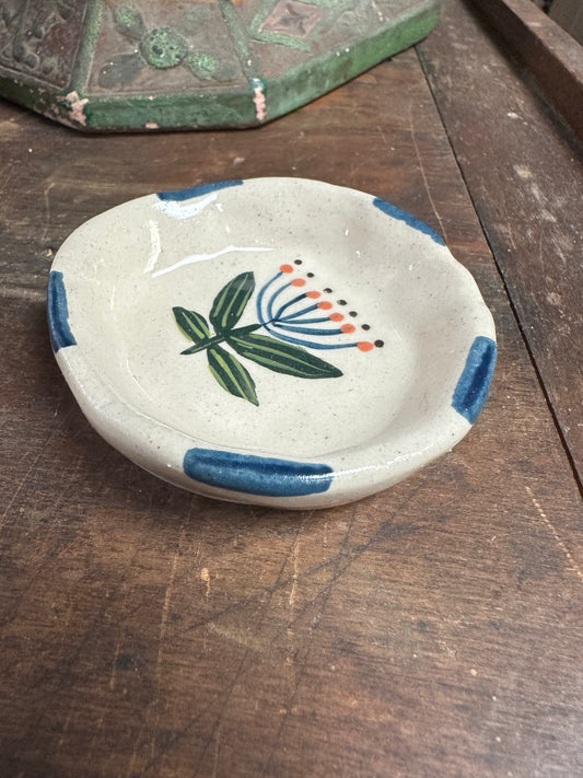 Hand-Painted Stoneware Dish