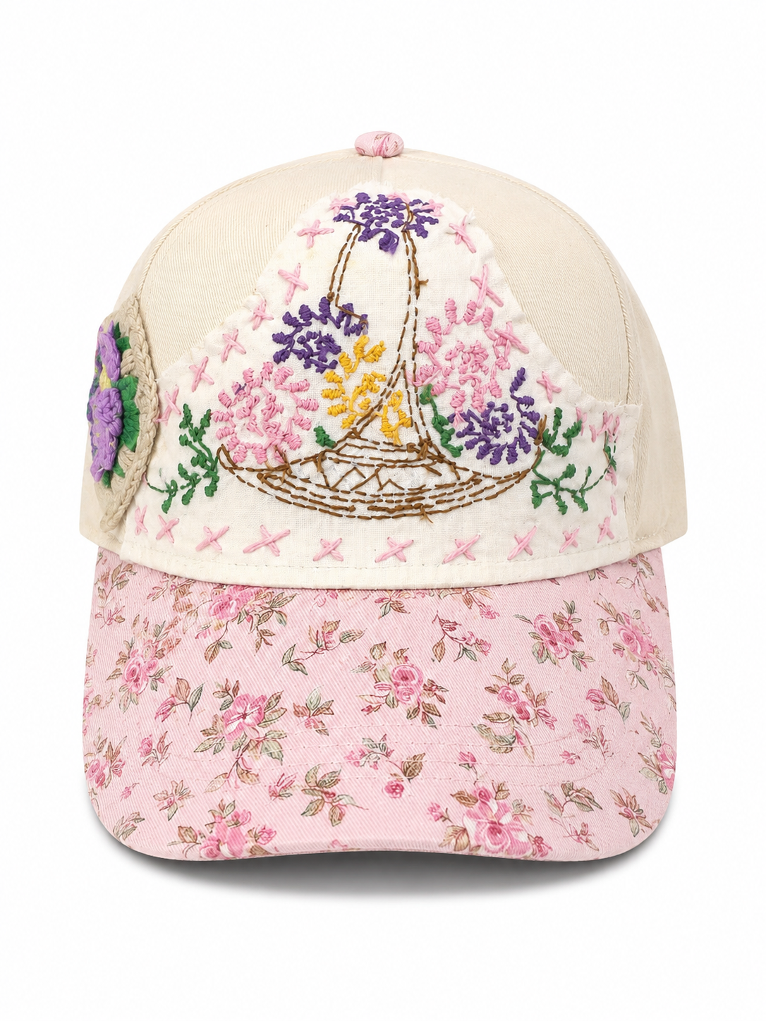Custom Hand Stiched Hat "Floral Fantasy"