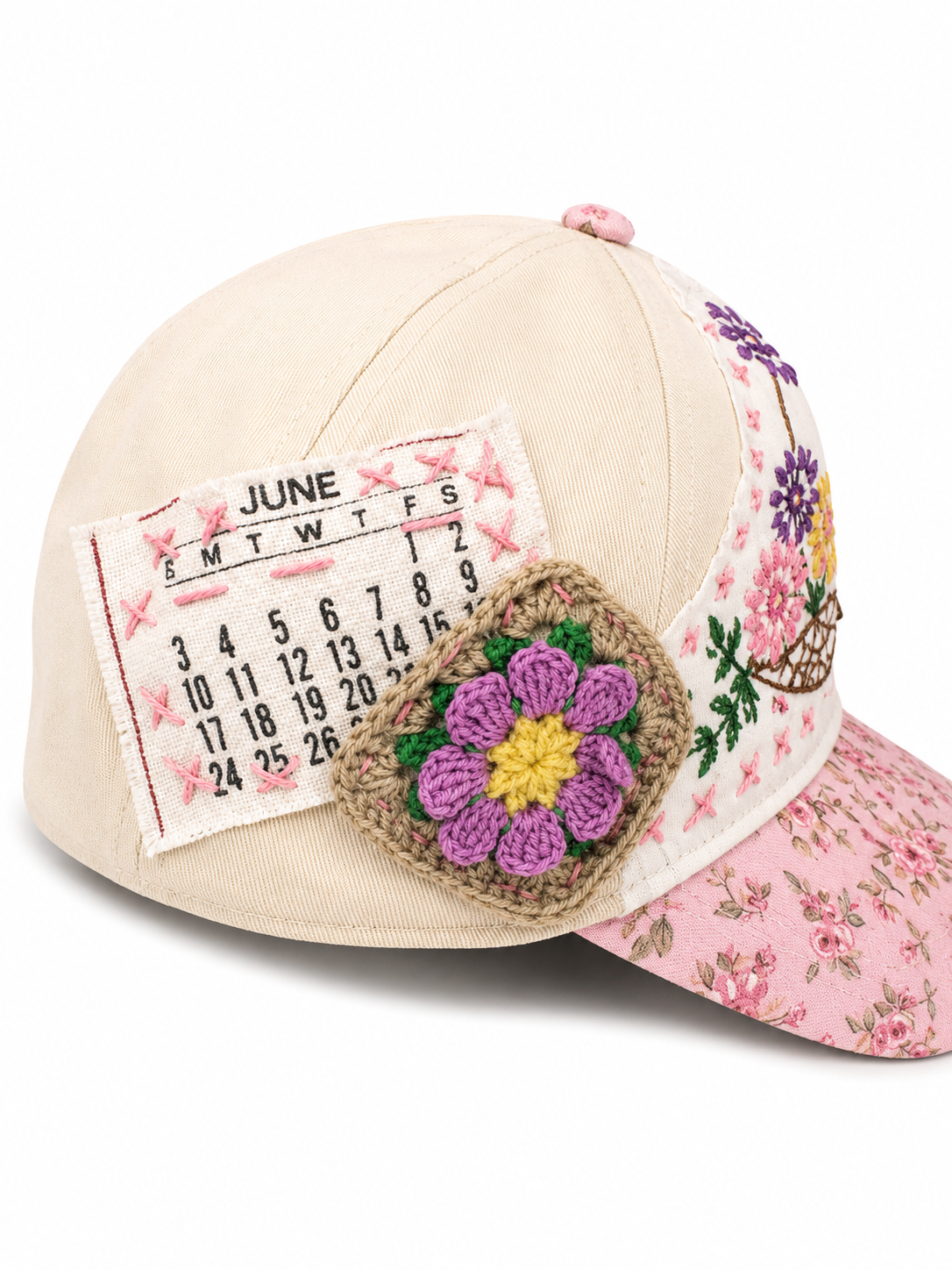 Custom Hand Stiched Hat "Floral Fantasy"