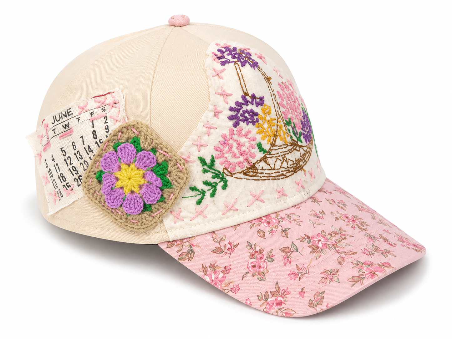 Custom Hand Stiched Hat "Floral Fantasy"