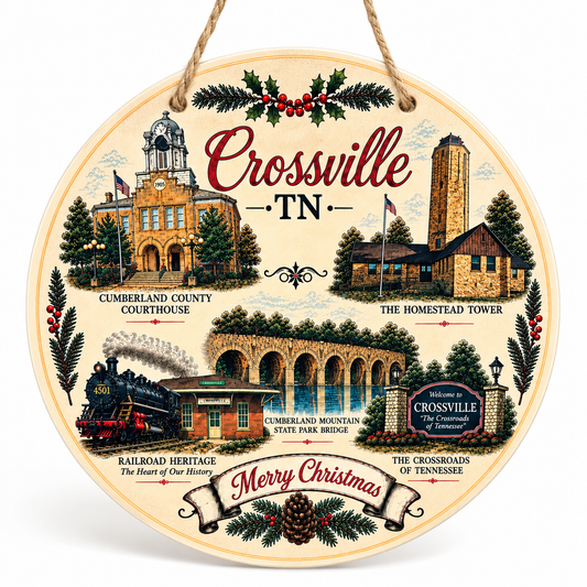10" Metal Crossville Ornament Cream
