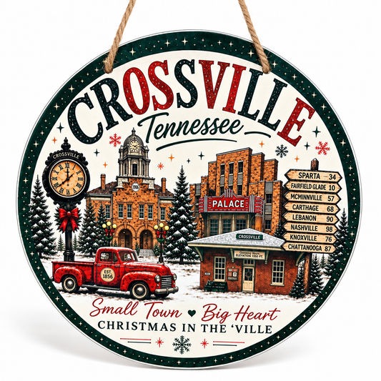 10" Metal Crossville Ornament Green
