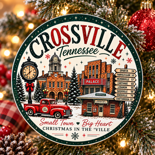 10" Metal Crossville Ornament Green