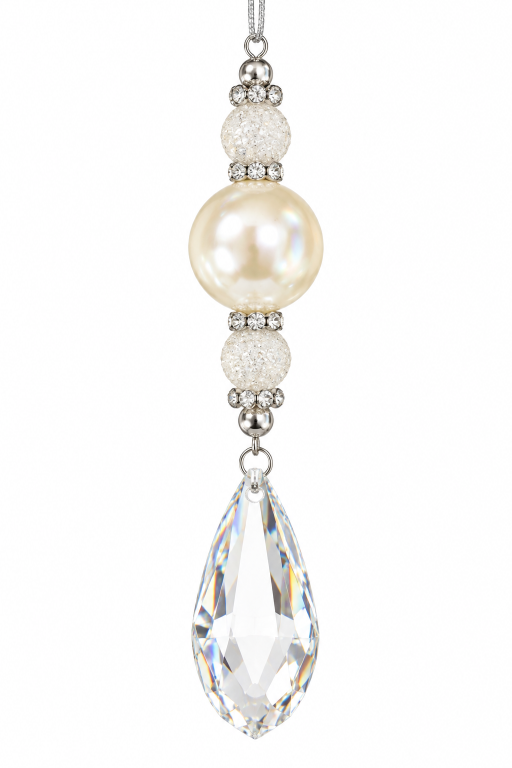 5.75" Crystal Pearl Drop Ornament