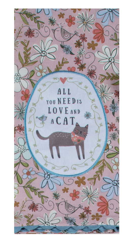 Love & A Cat Tea Towel
