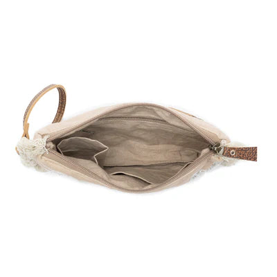 Meadow Lace Embroided Pouch in Ivory Bloom