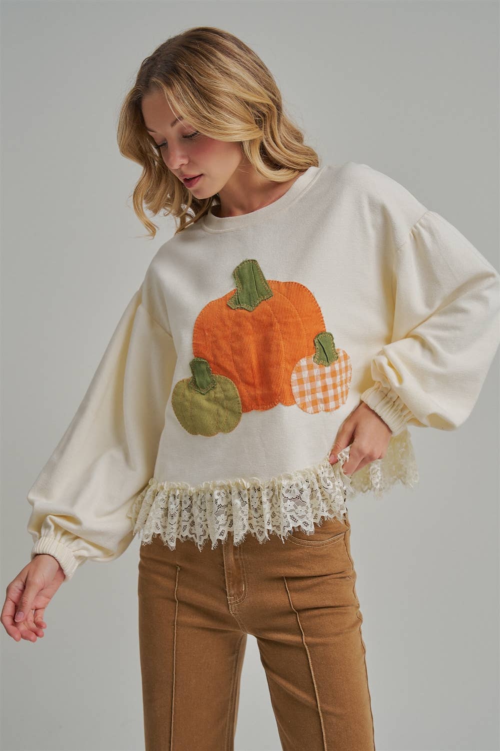PUMPKIN APPLIQUE FALL THANKSGIVING TOP