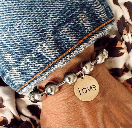 Chunky Brass Love Tag Bracelet: 7