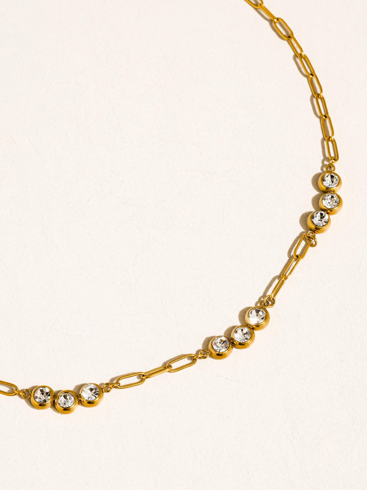 Éclaire 18K Gold Non-Tarnish CZ Station Chain Necklace: Yellow Gold