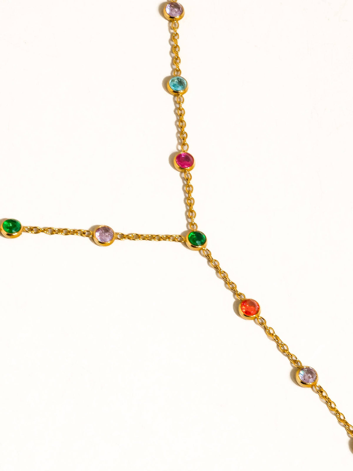 Chenôve 18K Gold Non-Tarnish Round Beaded Y Necklace: Multi-Colored