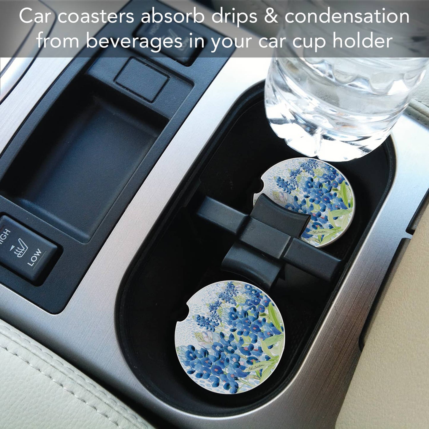 "Blue Bonnet Field" Absorbent Stone Car Coaster 1pk