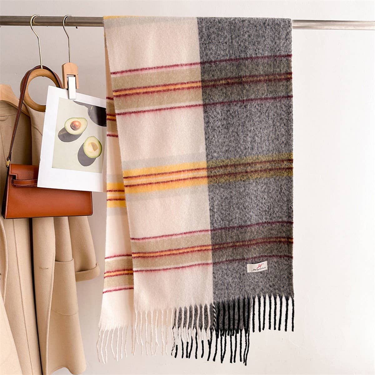 Soft Gradient Knit Tassel Scarf Wrap Shawl_CWASC2739: TEALBLUE / (OS) 2