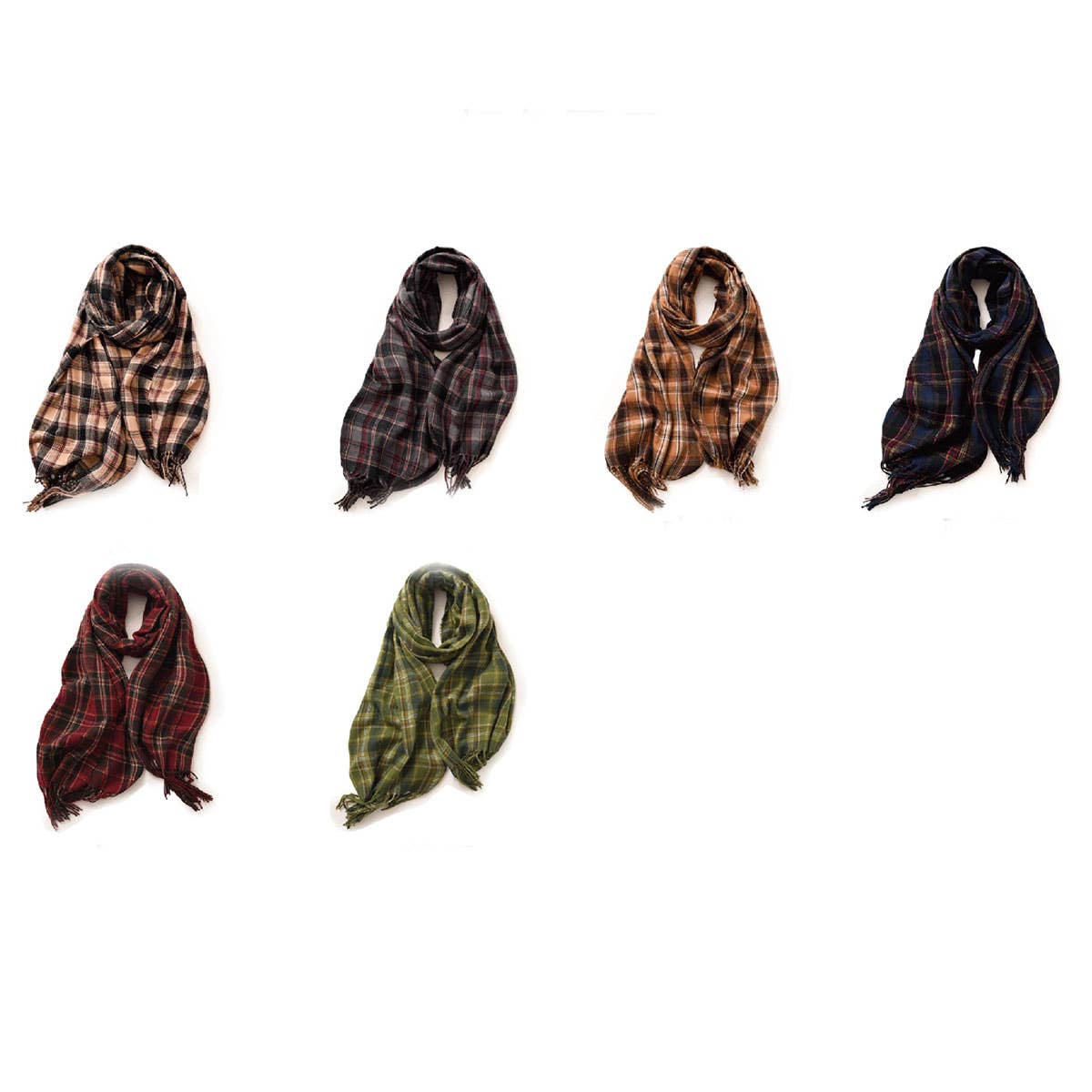 Red Plaid Winter Scarf – Thick Warm Shawl Wrap_CWASC0175: COFFEE / (OS) 1