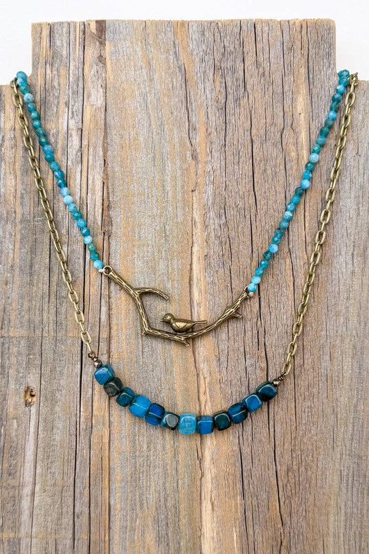Braelyn Necklace - Blue Fire Agate