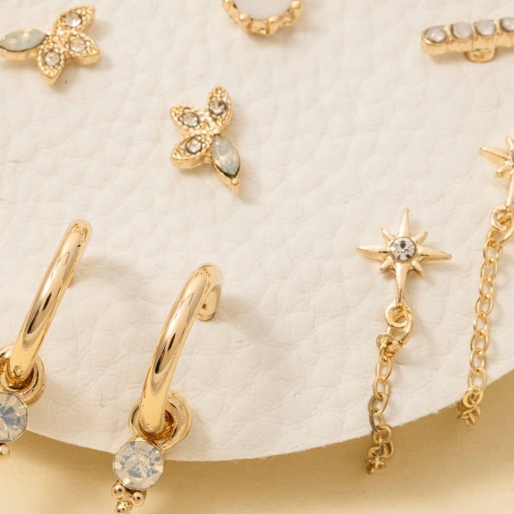 Ten Pair Assorted Mini Earrings Set: GDWOP