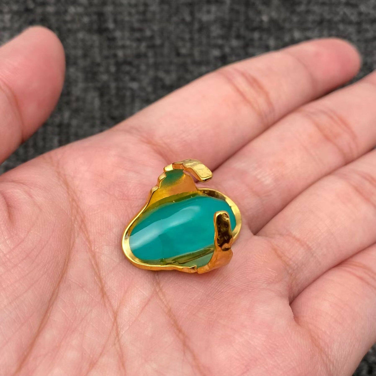 Dried Flower Green Resin 18K Golden S.Steel Ring - PDF/FGS: 7