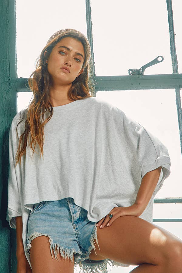 Solid Slub Oversized Top