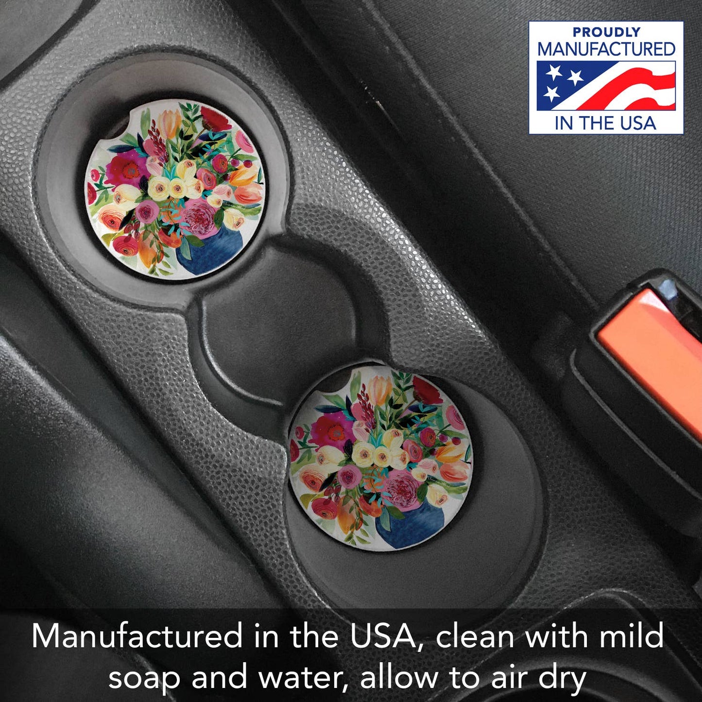 "Morning Joy" Absorbent Stone Car Coaster