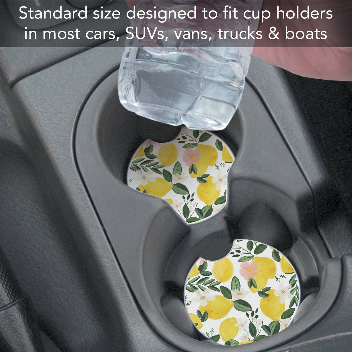 "Lemons On The Vine" Absorbent Stone Car Coaster 1pk