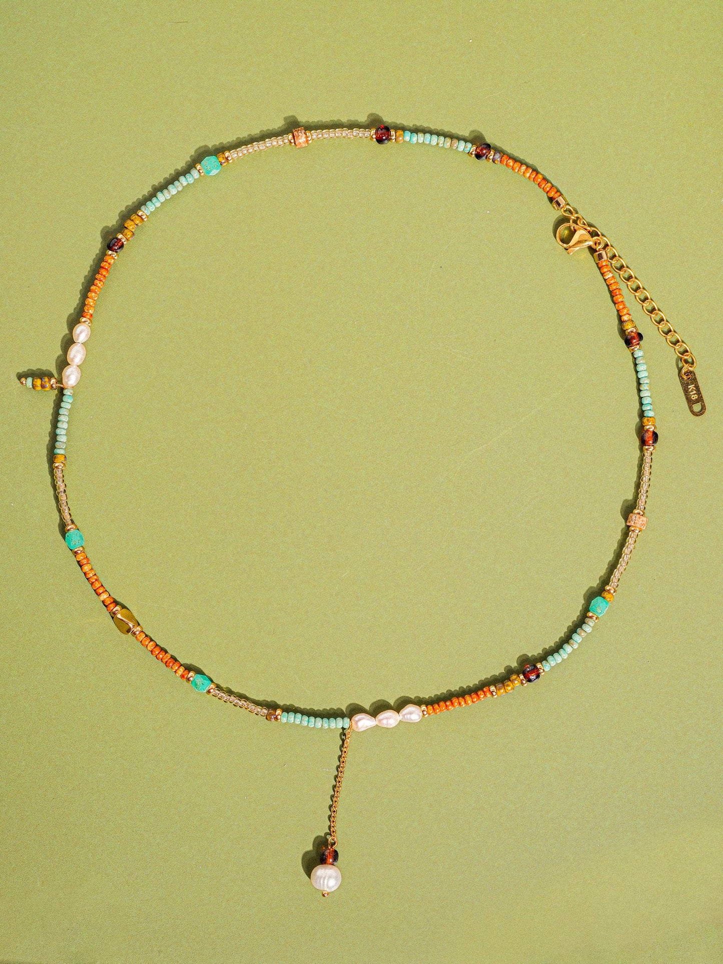 18K Handmade  Bohemian Beaded Stack Necklaces: Sapphira-Turquoise