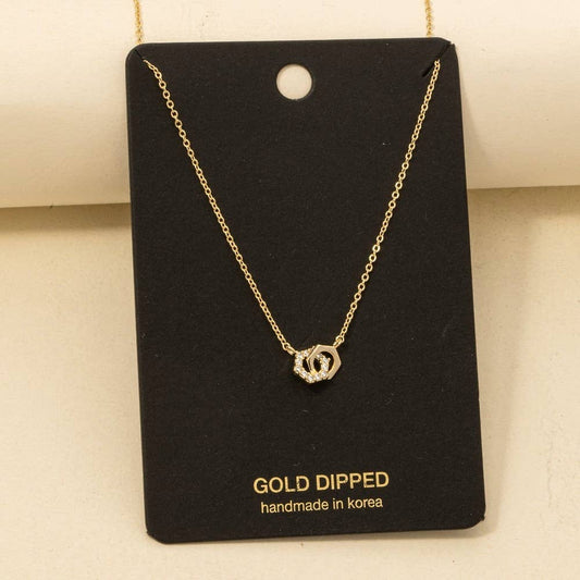 Cz Hexagonal Nuts Charm Necklace: G
