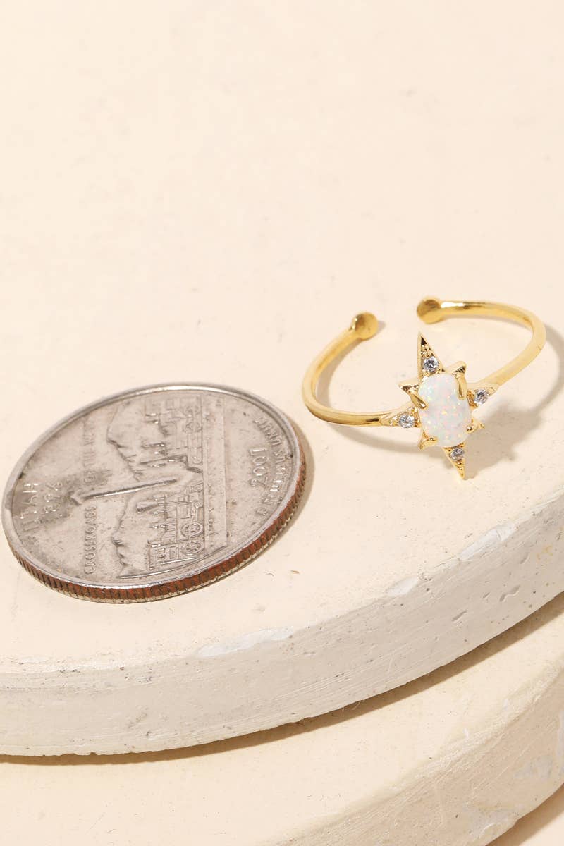 Gold Dipped Opal Star Adjustable Fashion Ring: G