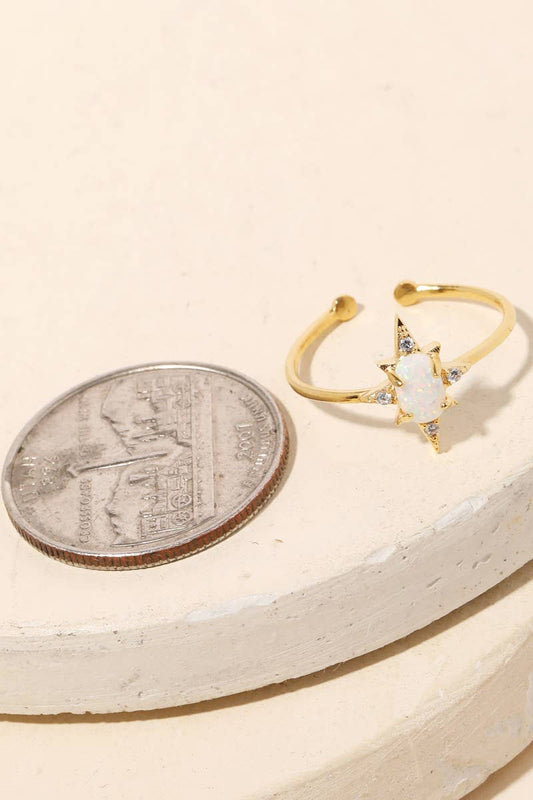 Gold Dipped Opal Star Adjustable Fashion Ring: G