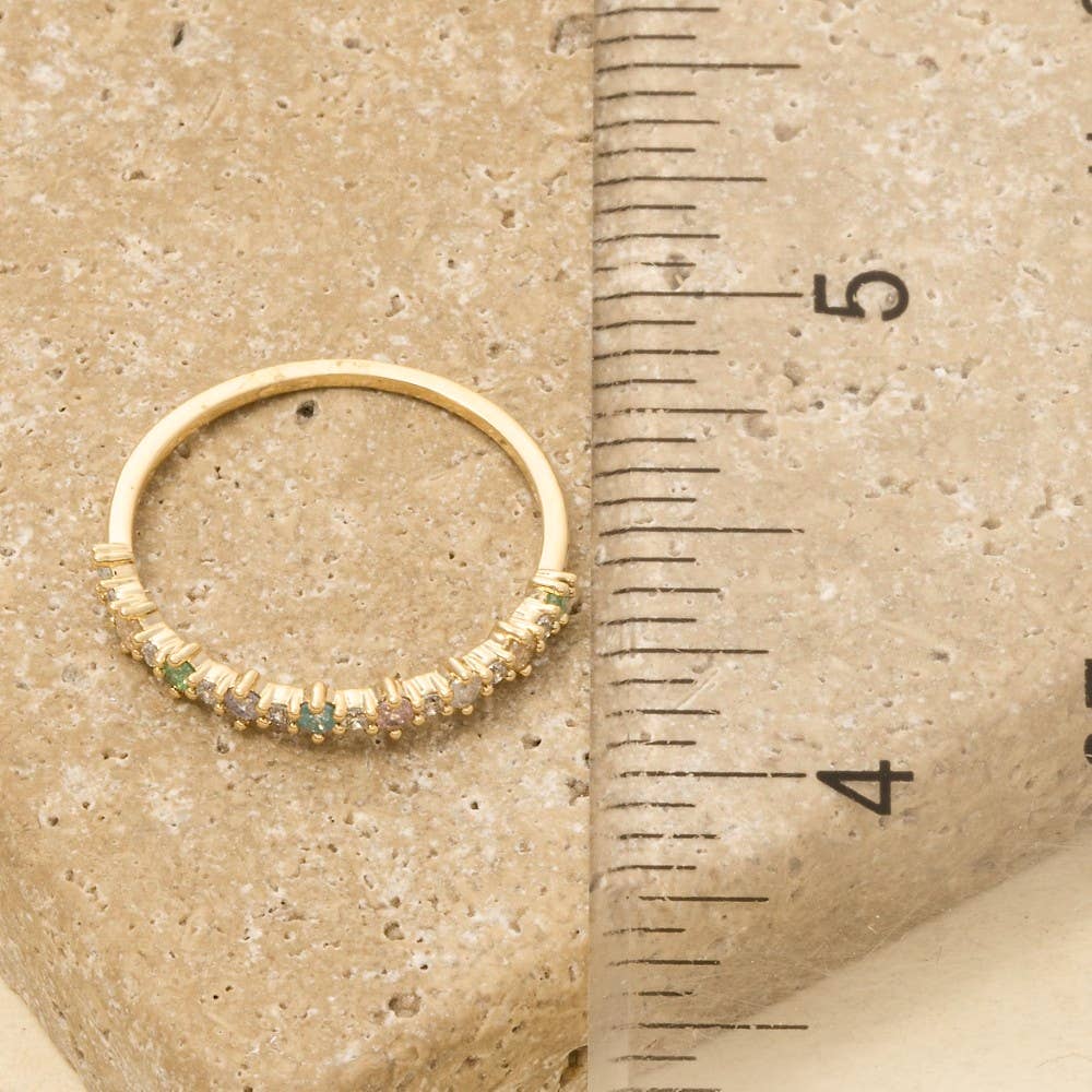 Gold Dipped Colorful Cz Ring: G