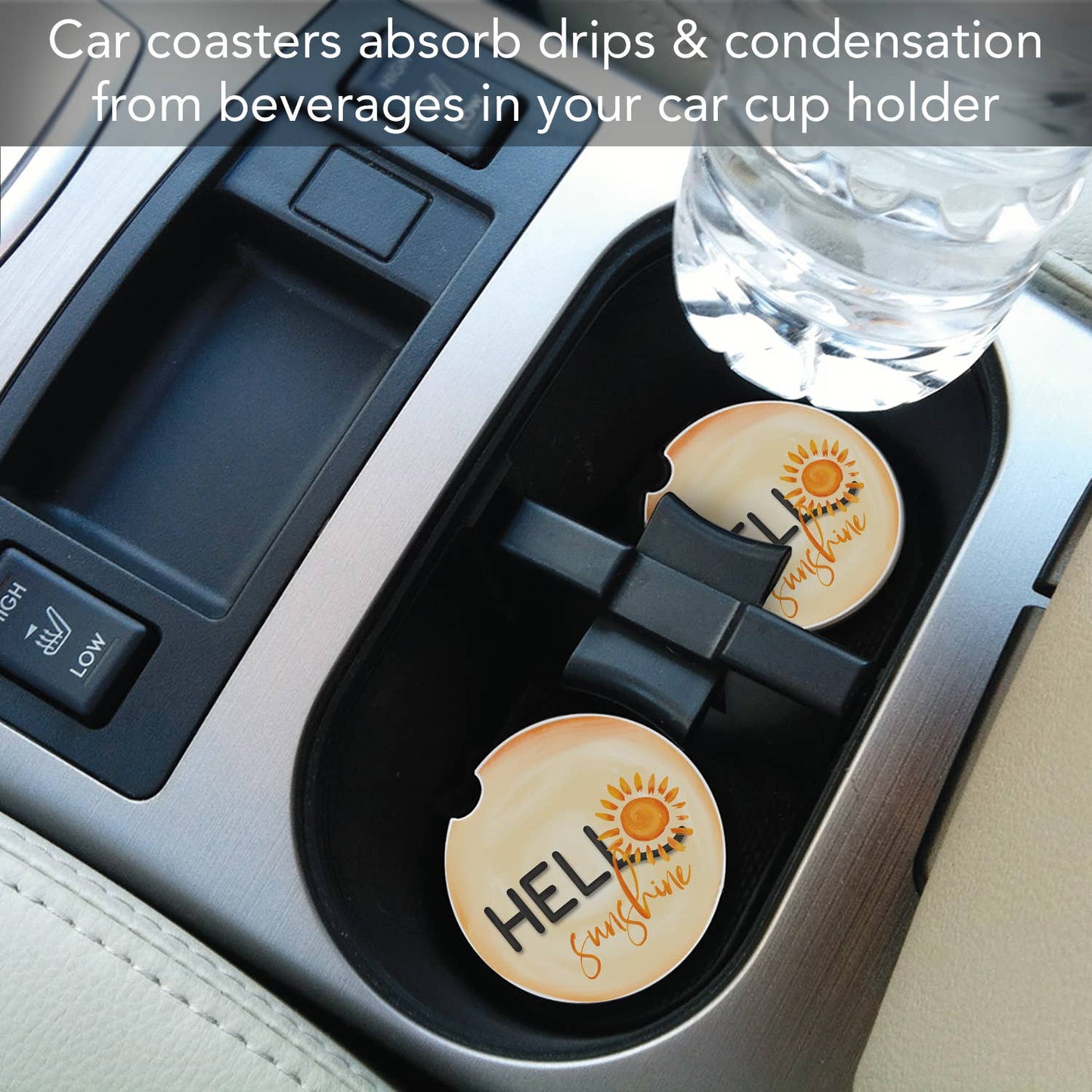 Hello Sunshine Absorbent Stone Car Coaster 1 Pk