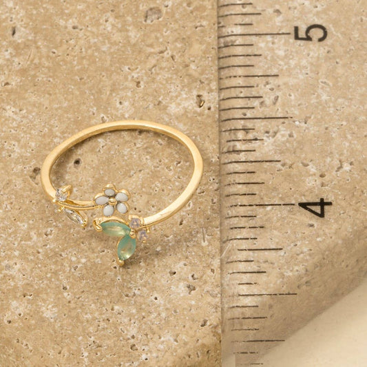 Cz Gold Dipped Butterfly Flower Wrap Ring: G