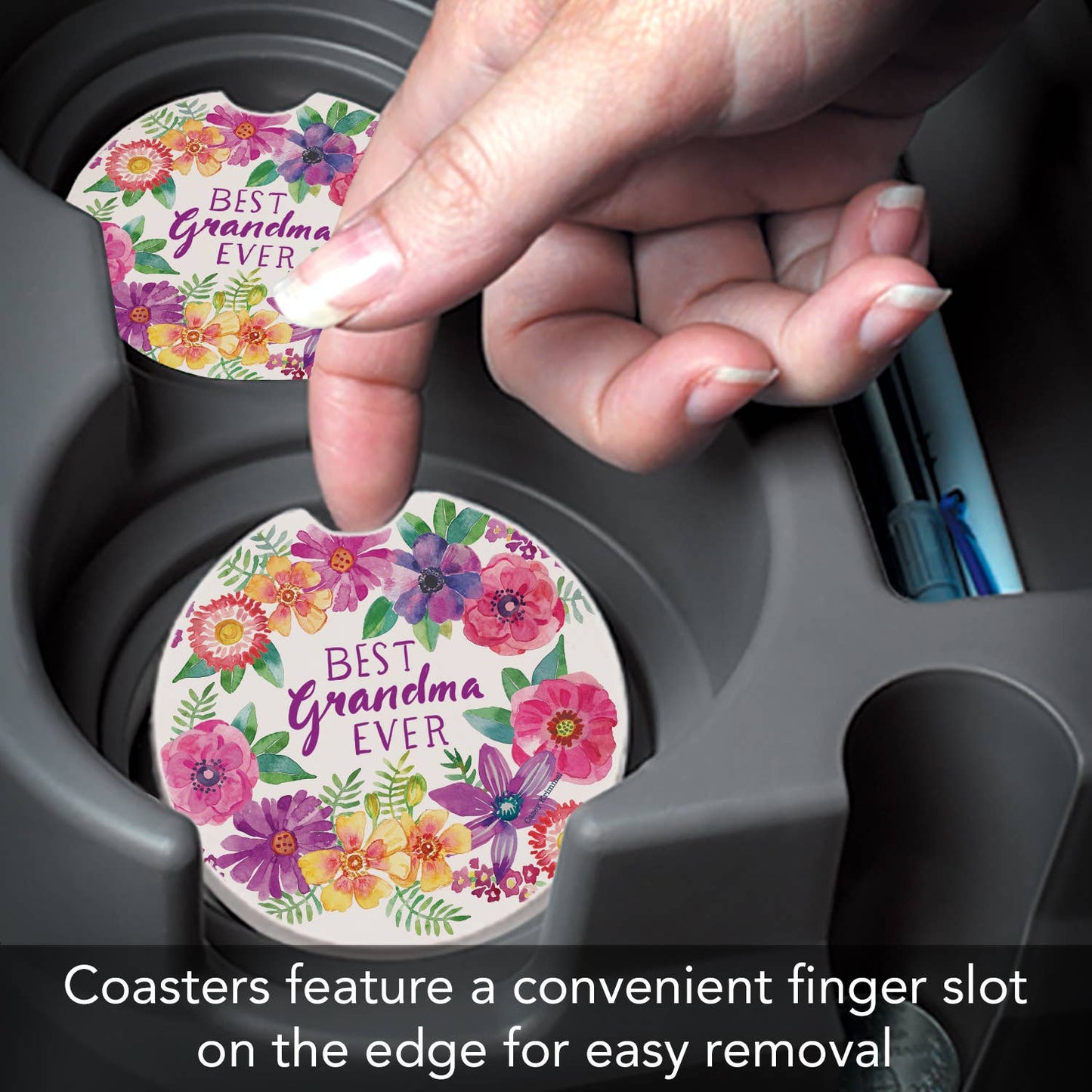 "Best Grandma" Absorbent Stone Car Coaster 1pk