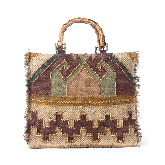 Desert Loom Jute Tote Bag in Olive Amber: Olive Amber