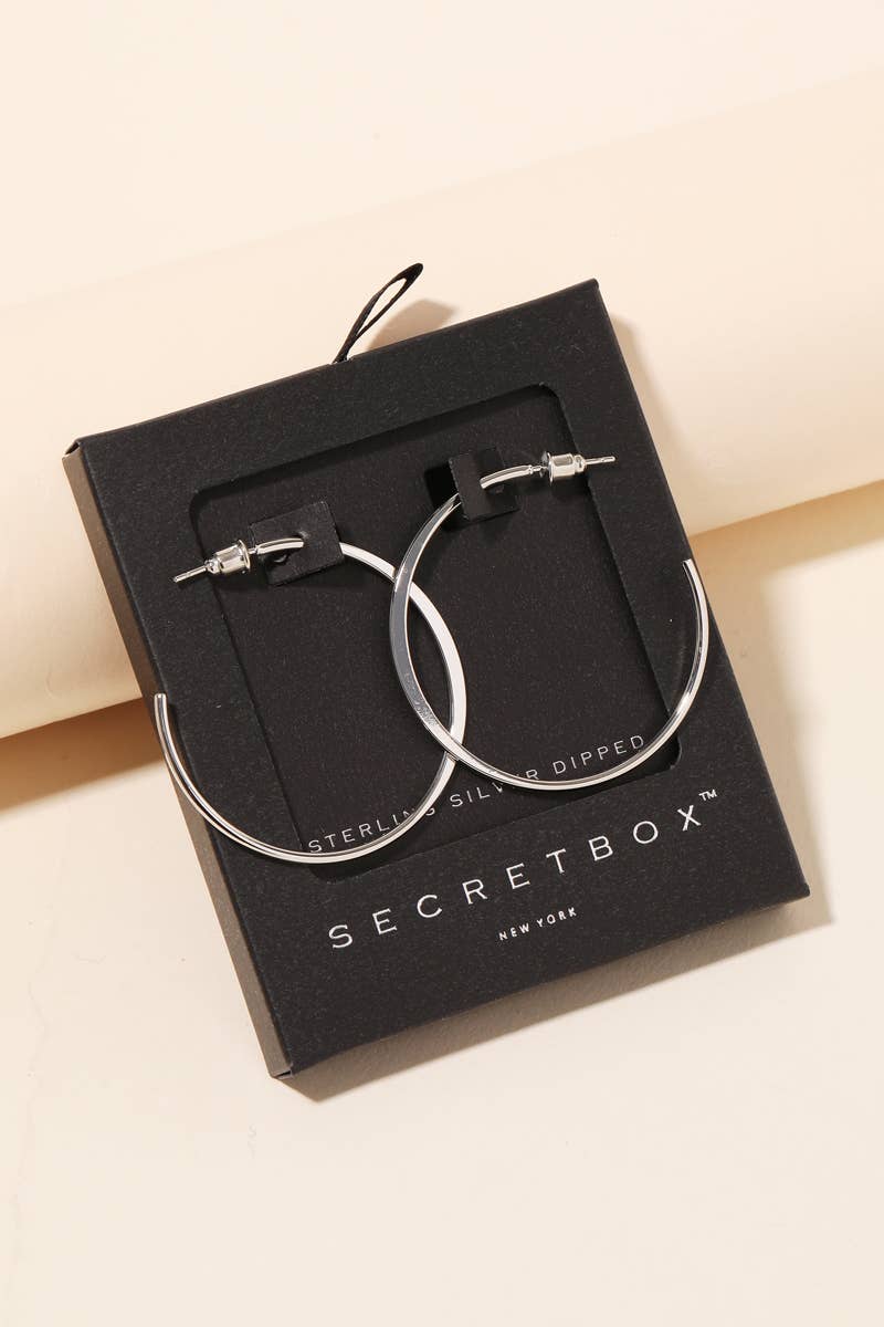 Secret Box Metallic Open Hoop Earrings: GD