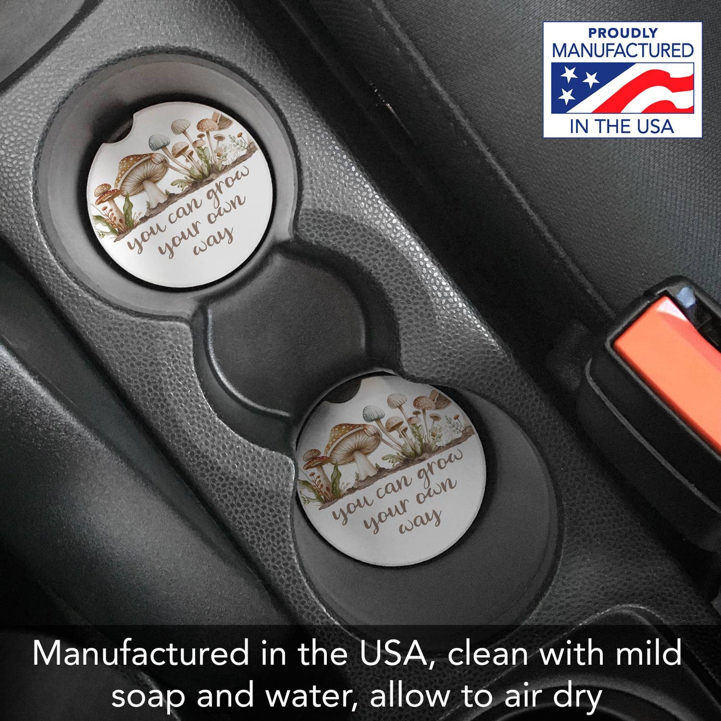 "Grow" Absorbent Stone Car Coaster 1pk
