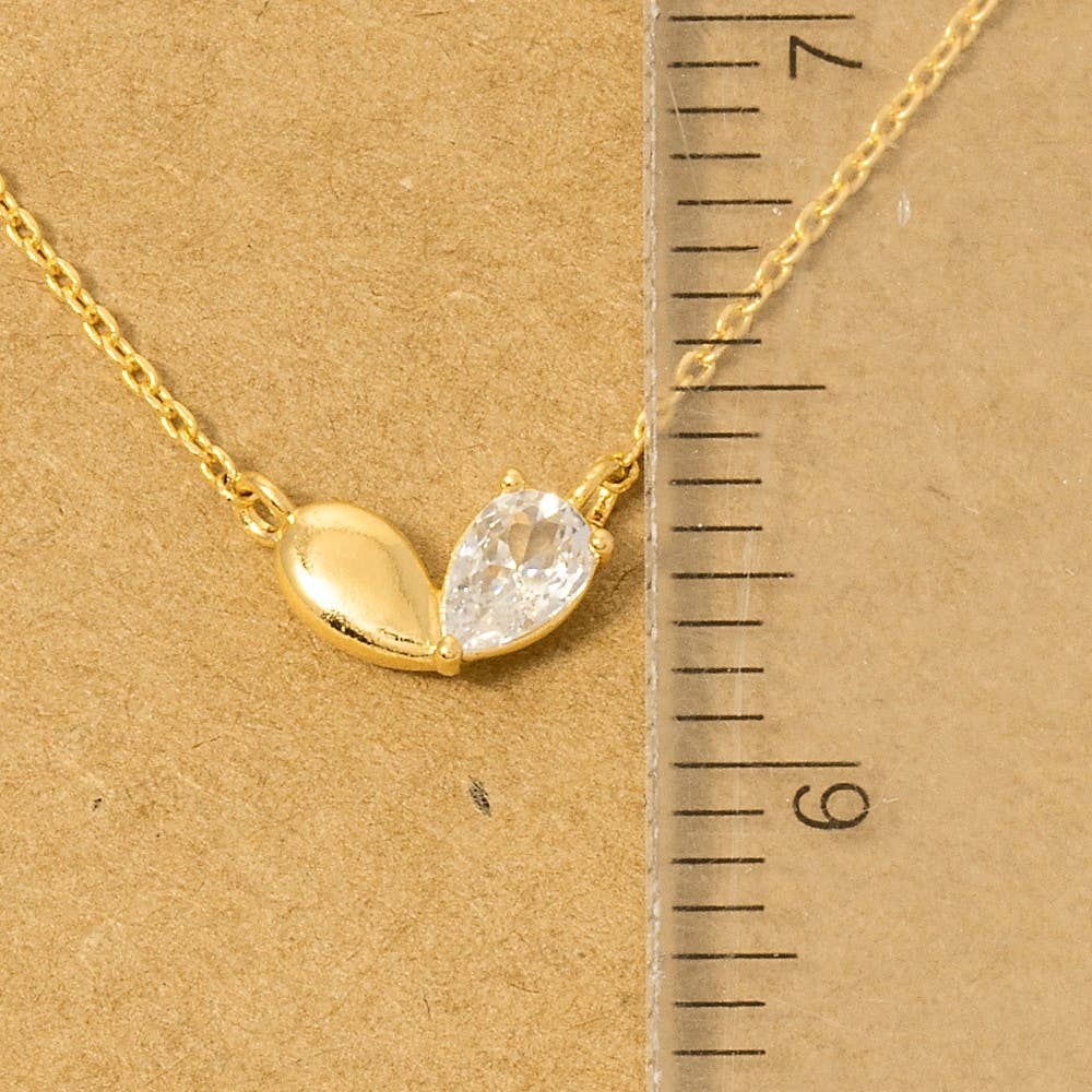 Gold Dipped Cz Heart Shape Pendant Necklace: G