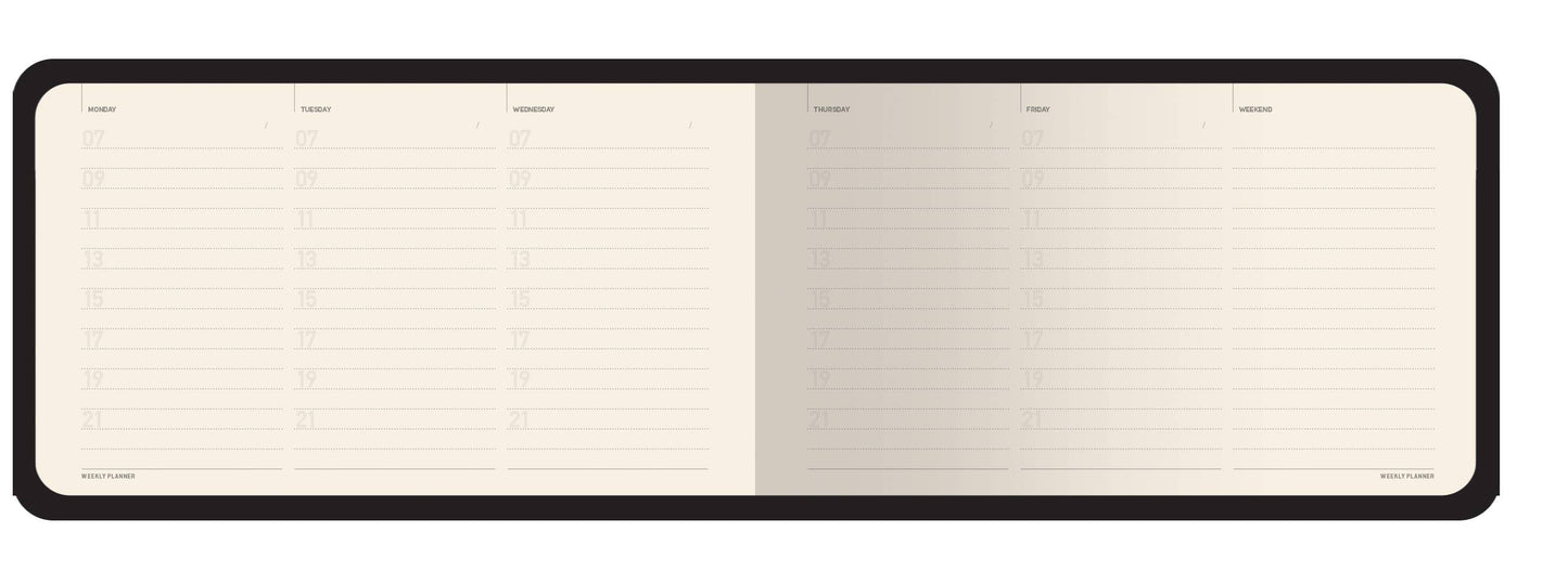 Horizontal Vegan Leather Weekly Planner - Owls