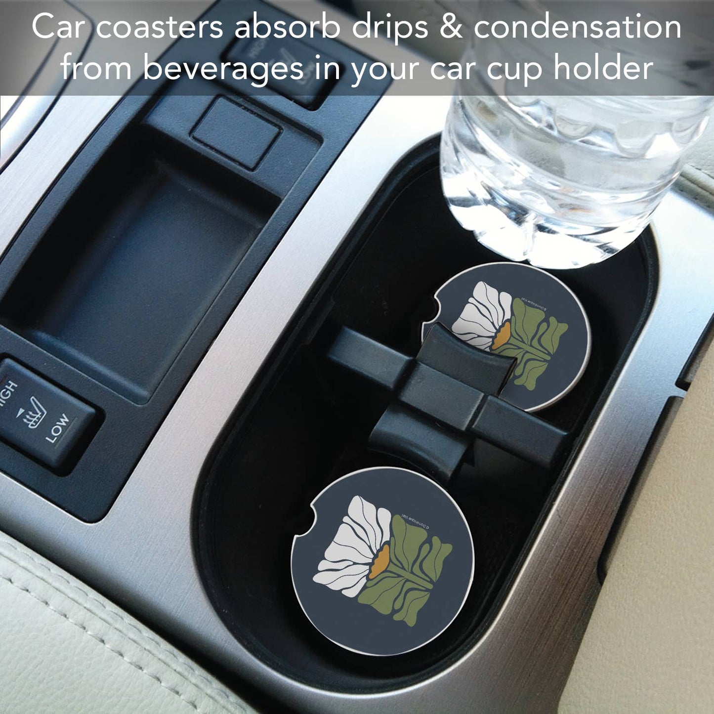 "Bohemian Floral" Absorbent Stone Car Coaster 1pk